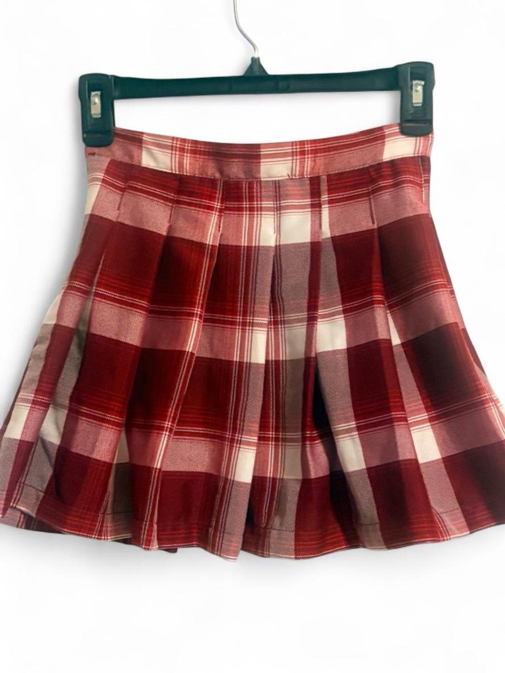 Jessica Simpson Red Plaid Pleated Skater Skirt sz M